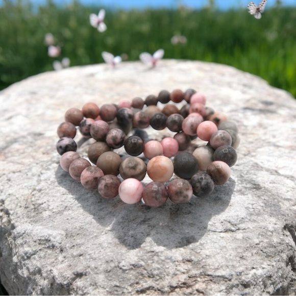 PINK ZEBRA JASPER BRACELET - Picture 1 of 7